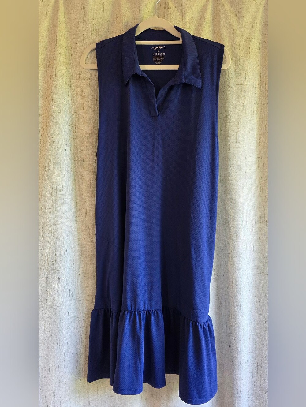 Gottex Navy Blue Sleeveless Polo Golf/Tennis Active Dress with Flounce Hem XL